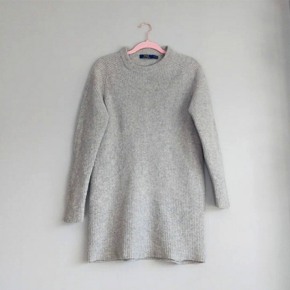 Polo by Ralph Lauren Meriano Wool and Cashmere Grey Sweater Dress
